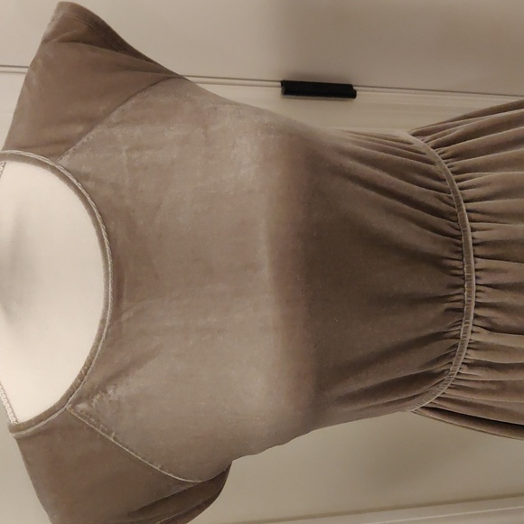 Tan VELVET MIA JOY JOY FOLIE ASYMMETRICAL DRESS sz 14 - Picture 2 of 6